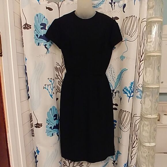 Vintage 50s Black Rayon Crepe Dress With Bows - Picture 1 of 7